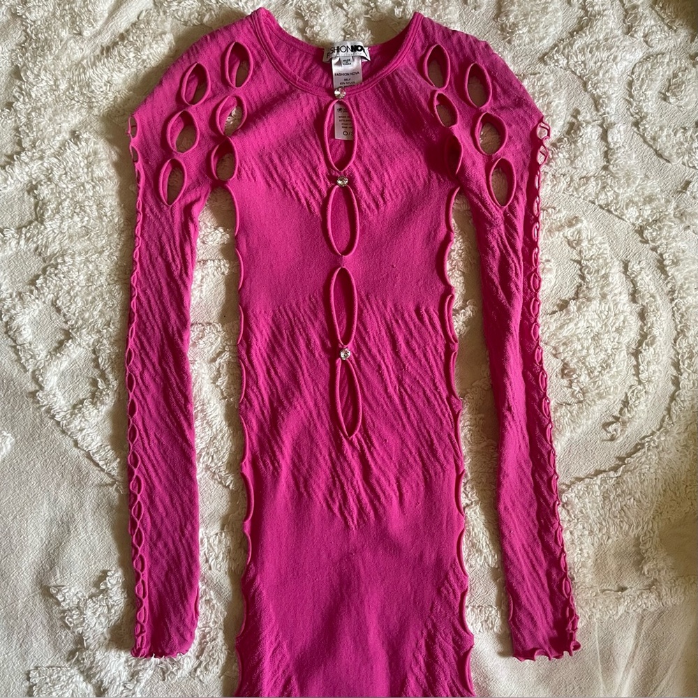Fashion Nova Fuchsia Cutout Dress